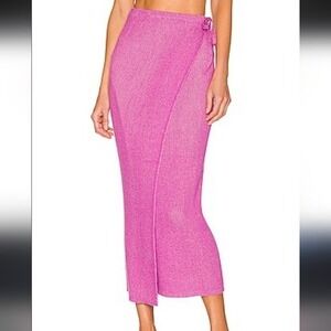 FREE PEOPLE Skirt M Borderline Midi Wrap High Rise Slit Knit Skirt Size L